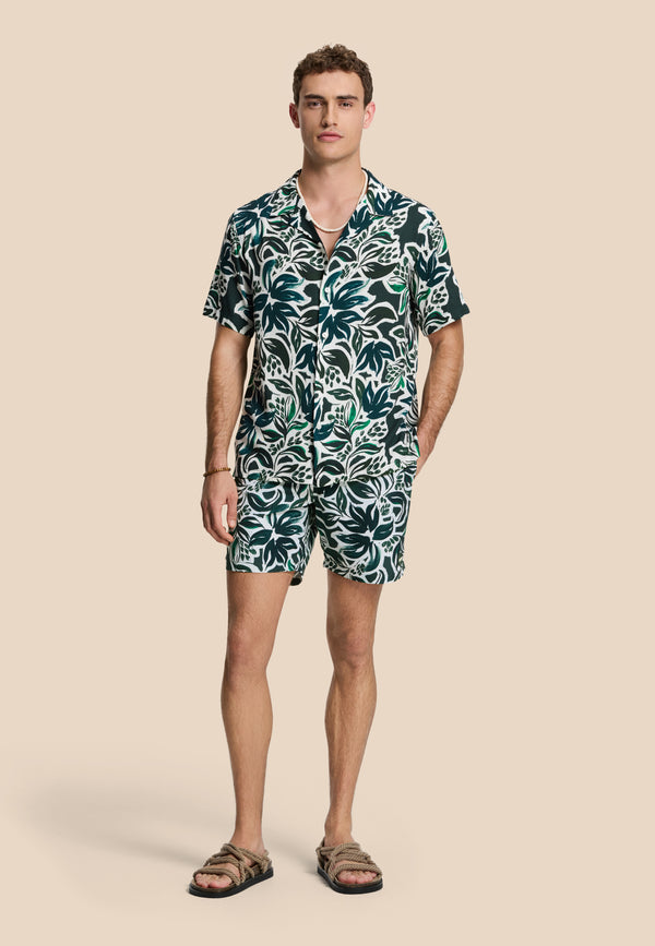 Shiwi VIC Short Sleeve Shirt Floral Leafs Green Floral Leaves