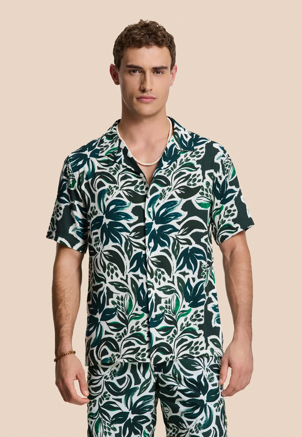 shiwi VIC short sleeve shirt floral leafs Green floral leaves