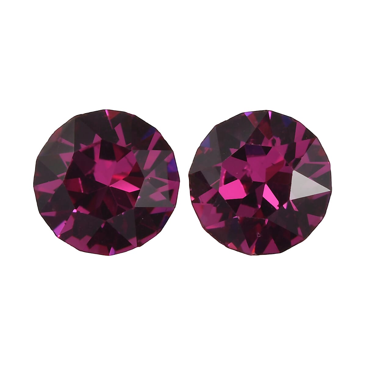 shop lc 0.85 ctw Round Cut Fuchsia Swarovski Crystal Loose Stone (Set Of 2) (5.5 mm)