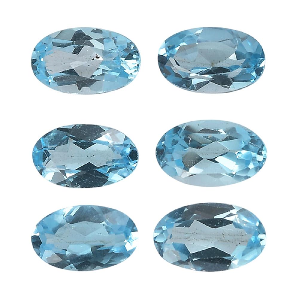 shop lc 1.54 ctw Oval Cut Blue Topaz Loose Gemstones (Set Of 6) (5x3 mm)