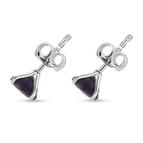 Shop Lc 10K White Gold AAA Luxuriant Lab Grown Alexandrite Solitaire Stud Earrings 2.48 Ctw