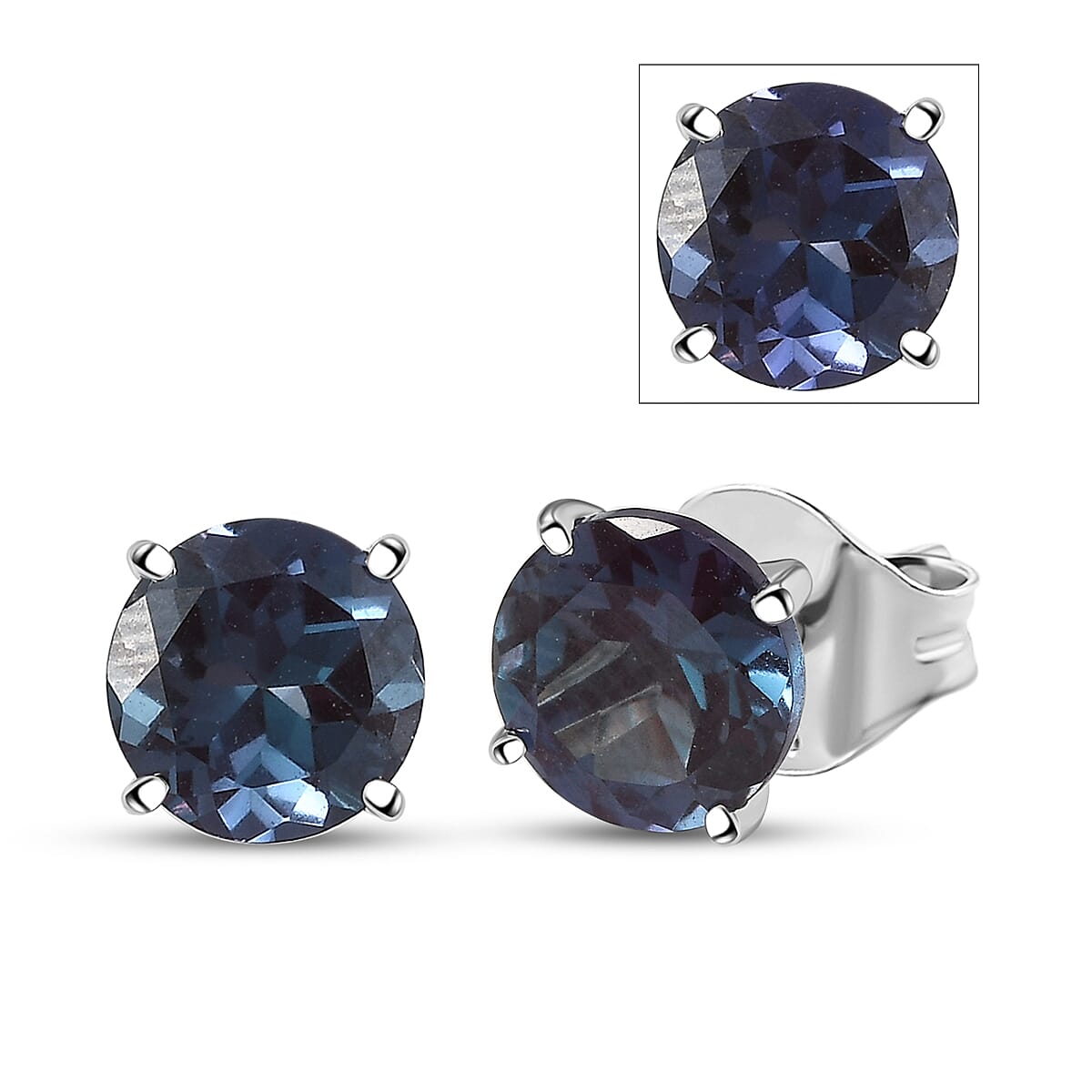 shop lc 10K White Gold AAA Luxuriant Lab Grown Alexandrite Solitaire Stud Earrings 2.48 ctw