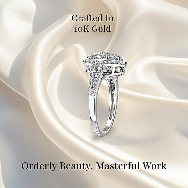 Shop Lc 10K White Gold G-H SI Luxuriant Lab Grown Diamond Cocktail Ring 3 Grams 1.00 Ctw
