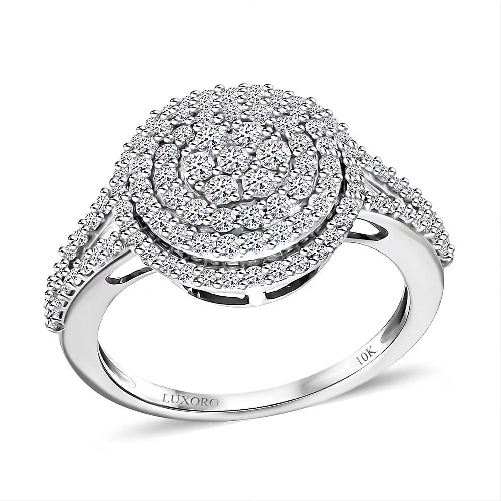 shop lc 10K White Gold G-H SI Luxuriant Lab Grown Diamond Cocktail Ring 1.00 ctw