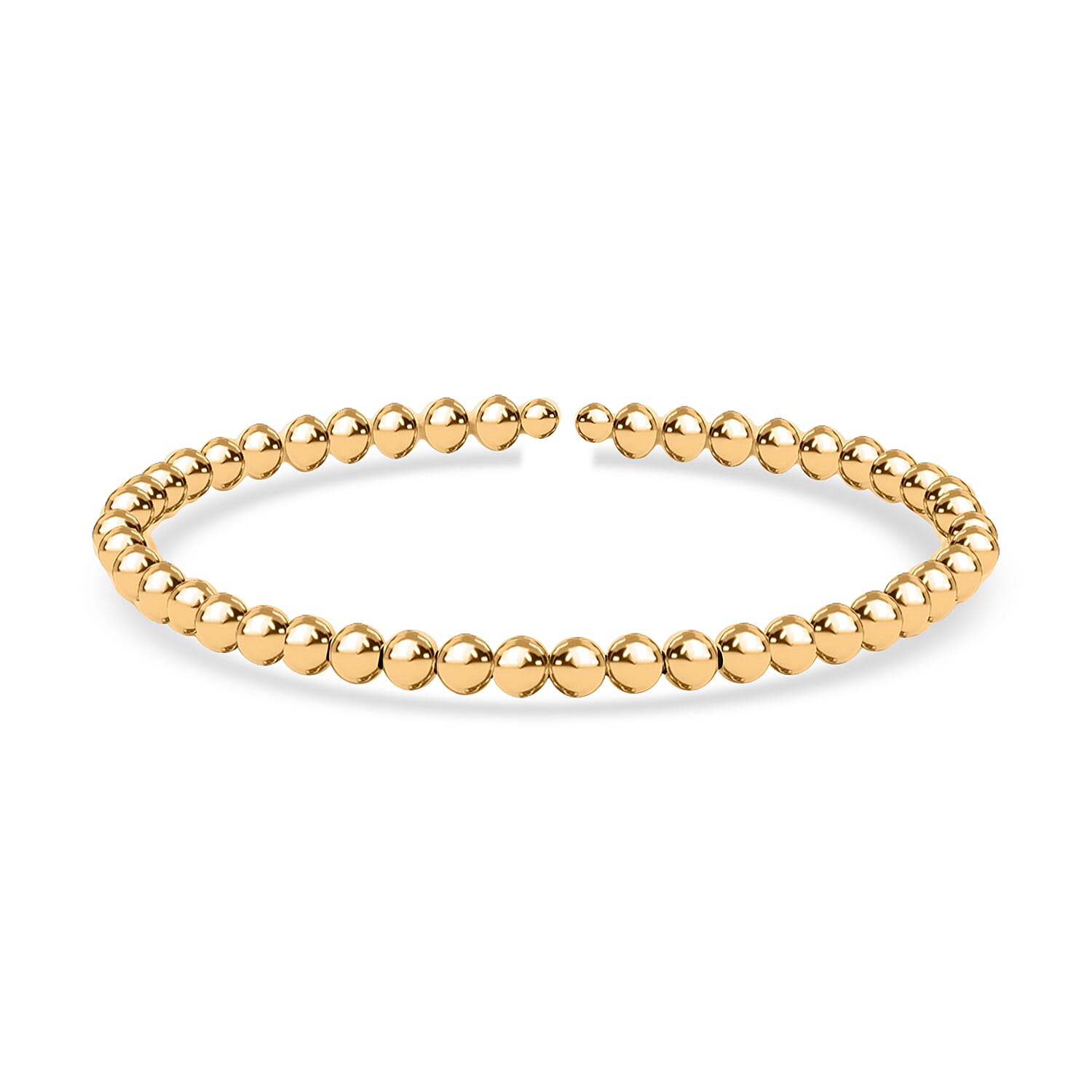 shop lc 10K Yellow Gold 4mm Bead Flex Bangle Bracelet (Adjustable) 2.80g Included Titanium Weight
