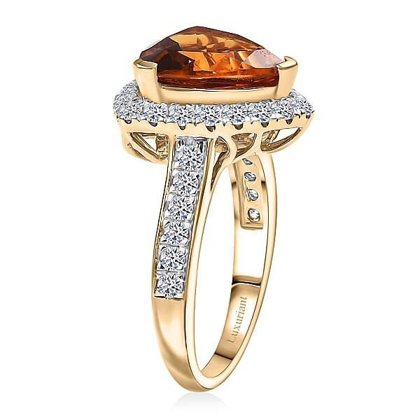 Shop Lc 10K Yellow Gold AA LAGOAO Mandarin Citrine Luxuriant Lab Grown Diamond (GH SI) Ring 4.74 Ctw