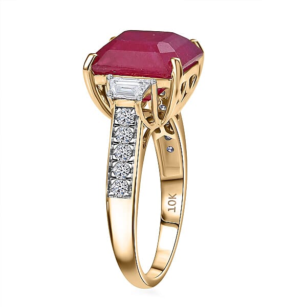 Shop Lc 10K Yellow Gold AAA Asscher Cut Niassa Ruby Luxuriant Lab Grown Diamond (E-F VS) (0.78 Cts) Ring 10.78 Ctw