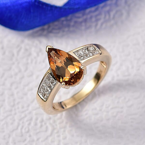 Shop Lc 10K Yellow Gold AAA Golden Turkizite Luxuriant Lab Grown Diamond (E-F VS) (0.40 Cts) Ring 3.25 Ctw