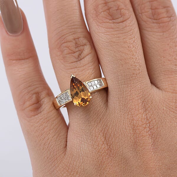 Shop Lc 10K Yellow Gold AAA Golden Turkizite Luxuriant Lab Grown Diamond (E-F VS) (0.40 Cts) Ring 3.25 Ctw