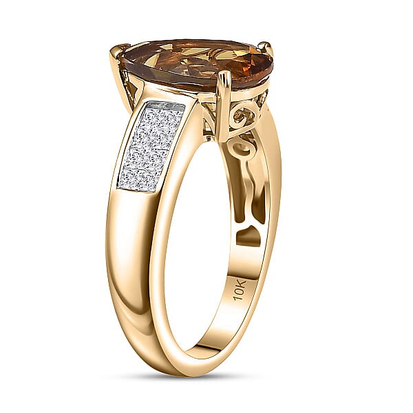 Shop Lc 10K Yellow Gold AAA Golden Turkizite Luxuriant Lab Grown Diamond (E-F VS) (0.40 Cts) Ring 3.25 Ctw