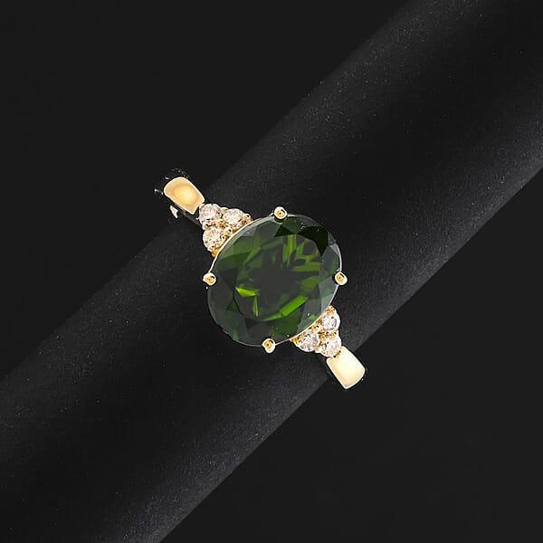 Shop Lc 10K Yellow Gold AAA Natural Chrome Diopside White Diamond I2 Ring Gold Wt. 3.99 G 3.75 Ctw