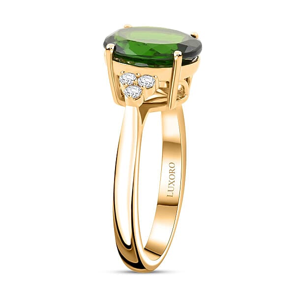 Shop Lc 10K Yellow Gold AAA Natural Chrome Diopside White Diamond I2 Ring Gold Wt. 3.99 G 3.75 Ctw