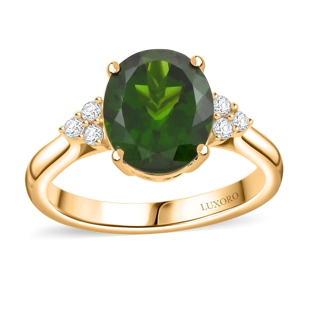 shop lc 10K Yellow Gold AAA Natural Chrome Diopside White Diamond I2 Ring Gold Wt. 3.99 g 3.75 ctw