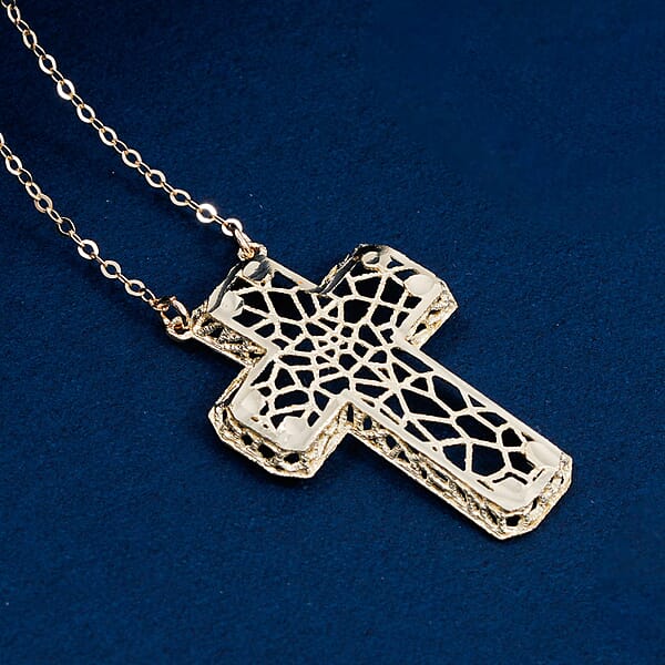 Shop Lc 10K Yellow Gold Cross Necklace (16 Inches) (1.4 Grams)