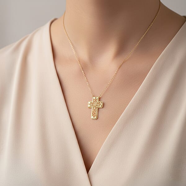 Shop Lc 10K Yellow Gold Cross Necklace (16 Inches) (1.4 Grams)