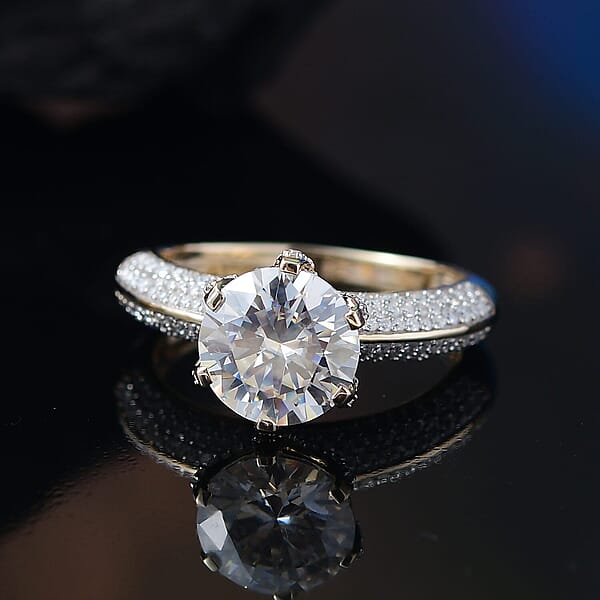 Shop Lc 10K Yellow Gold Moissanite (Rnd 10mm) Crown Ring 5.65 Ctw