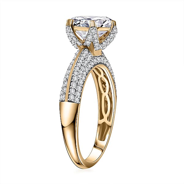 Shop Lc 10K Yellow Gold Moissanite (Rnd 10mm) Crown Ring 5.65 Ctw