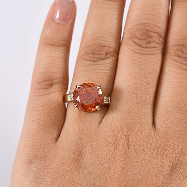 Shop Lc 10K Yellow Gold Premium Picos Altos Sphalerite Luxuriant Lab Grown Diamond (E-F VS) (0.30 Cts) Ring 14.30 Ctw
