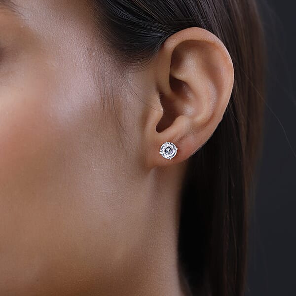 Shop Lc 120 Facet Moissanite 1.95 Ctw Earrings In 10K White Gold (Del. In 10-12 Days)