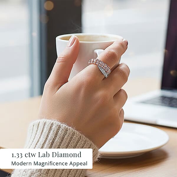 Shop Lc 14K White And Rose Gold Luxuriant Lab Grown Pink Diamond (IR) And Lab Grown Diamond (VS) Ring 1.33 Ctw