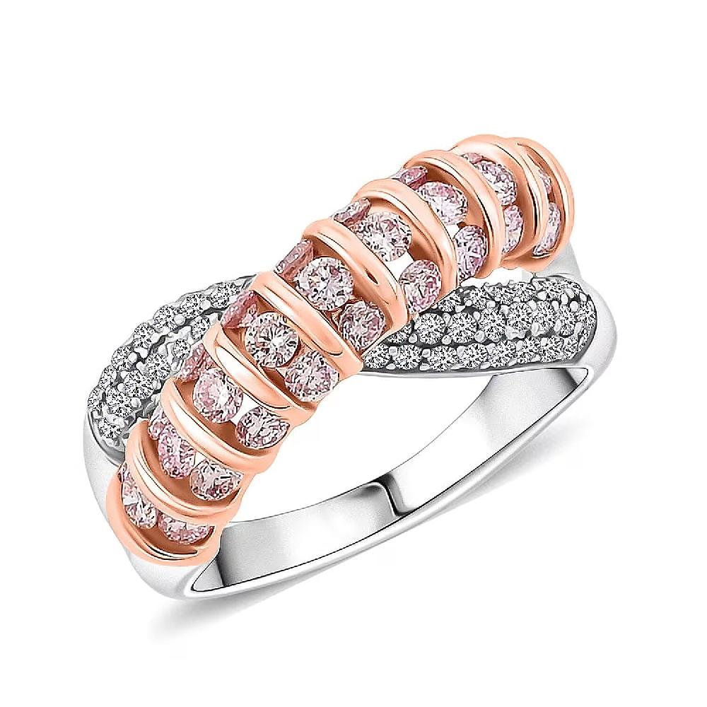shop lc 14K White and Rose Gold Luxuriant Lab Grown Pink Diamond (IR) and Lab Grown Diamond (VS) Ring 1.33 ctw