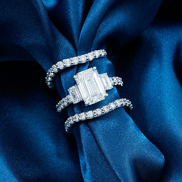 Shop Lc 14K White Gold Luxuriant Lab Grown Diamond (VS) Set Of 3 Ring (9.34 G) 4.88 Ctw