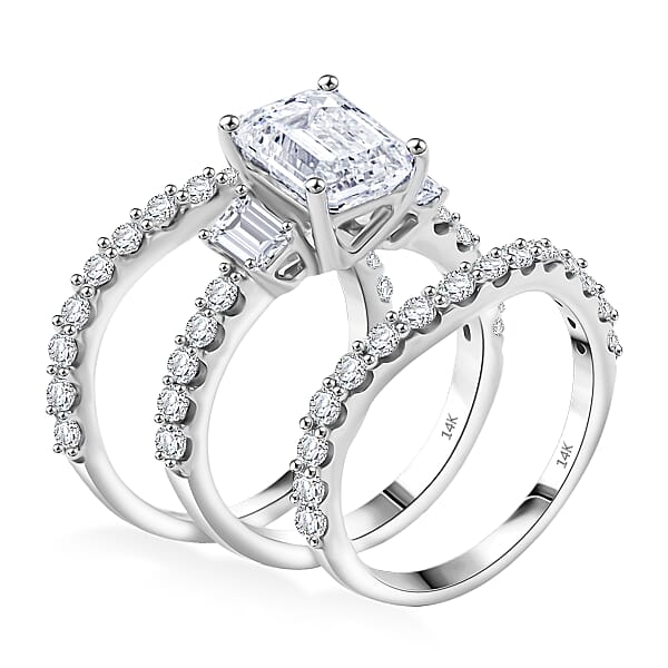 Shop Lc 14K White Gold Luxuriant Lab Grown Diamond (VS) Set Of 3 Ring (9.34 G) 4.88 Ctw