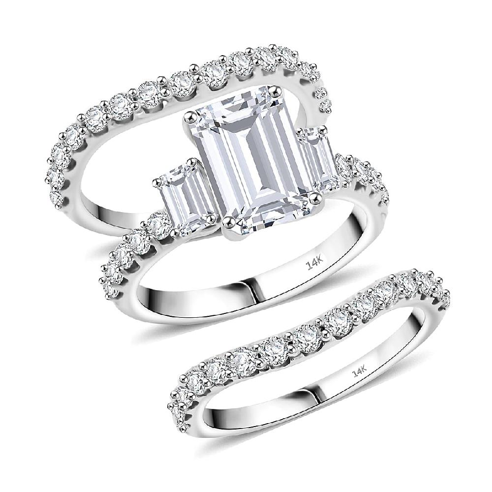 shop lc 14K White Gold Luxuriant Lab Grown Diamond (VS) Set of 3 Ring (9.34 g) 4.88 ctw