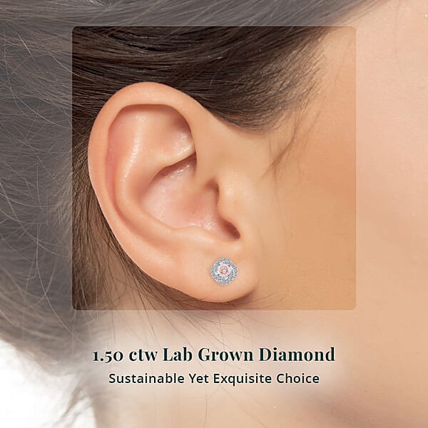 Shop Lc 14K White Gold Luxuriant Lab Grown Pink Diamond (IR) And Lab Grown Diamond (VS) Earrings 1.50 Ctw