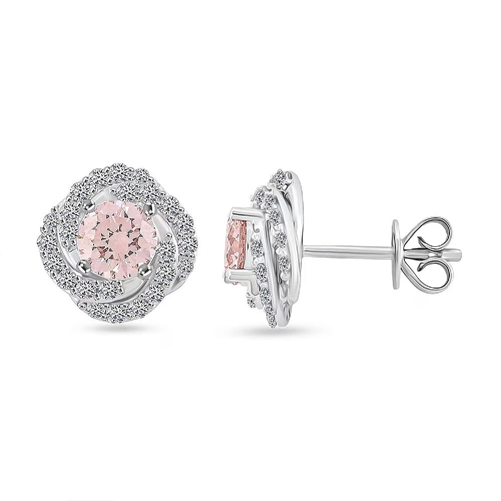 shop lc 14K White Gold Luxuriant Lab Grown Pink Diamond (IR) and Lab Grown Diamond (VS) Earrings 1.50 ctw
