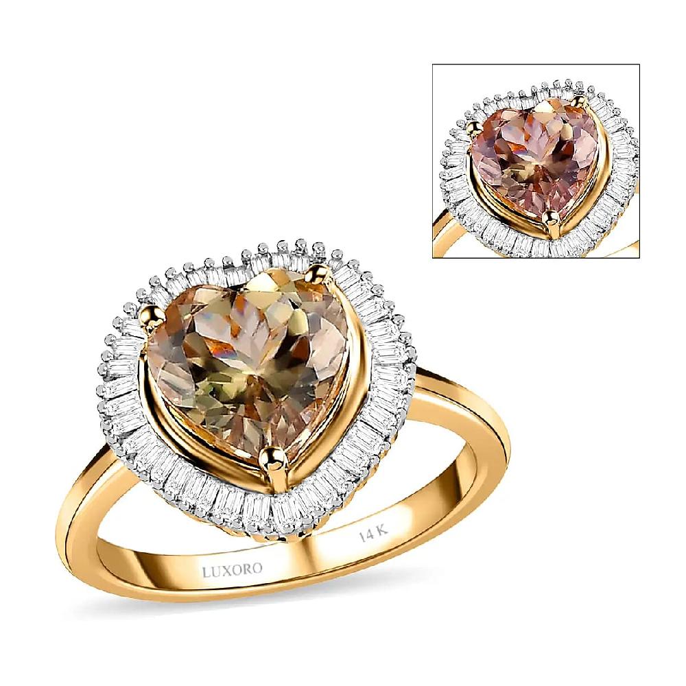 shop lc 14K Yellow Gold AAA Turkizite Diamond Heart Ring Halo Ring Diamond Ring Wedding Rings Engagement Ring 2.25 ctw
