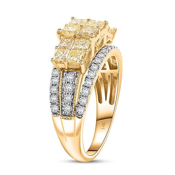 Shop Lc 14K Yellow Gold Natural Yellow And White Diamond (I2) Ring 2.03 Ctw
