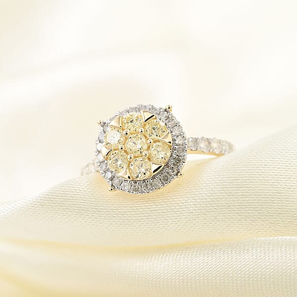 Shop Lc 14K Yellow Gold Natural Yellow And White Diamond Ring 1.00 Ctw