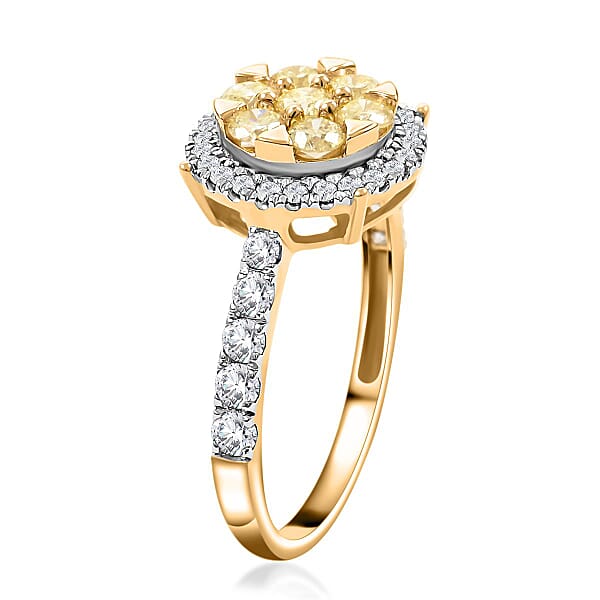 Shop Lc 14K Yellow Gold Natural Yellow And White Diamond Ring 1.00 Ctw