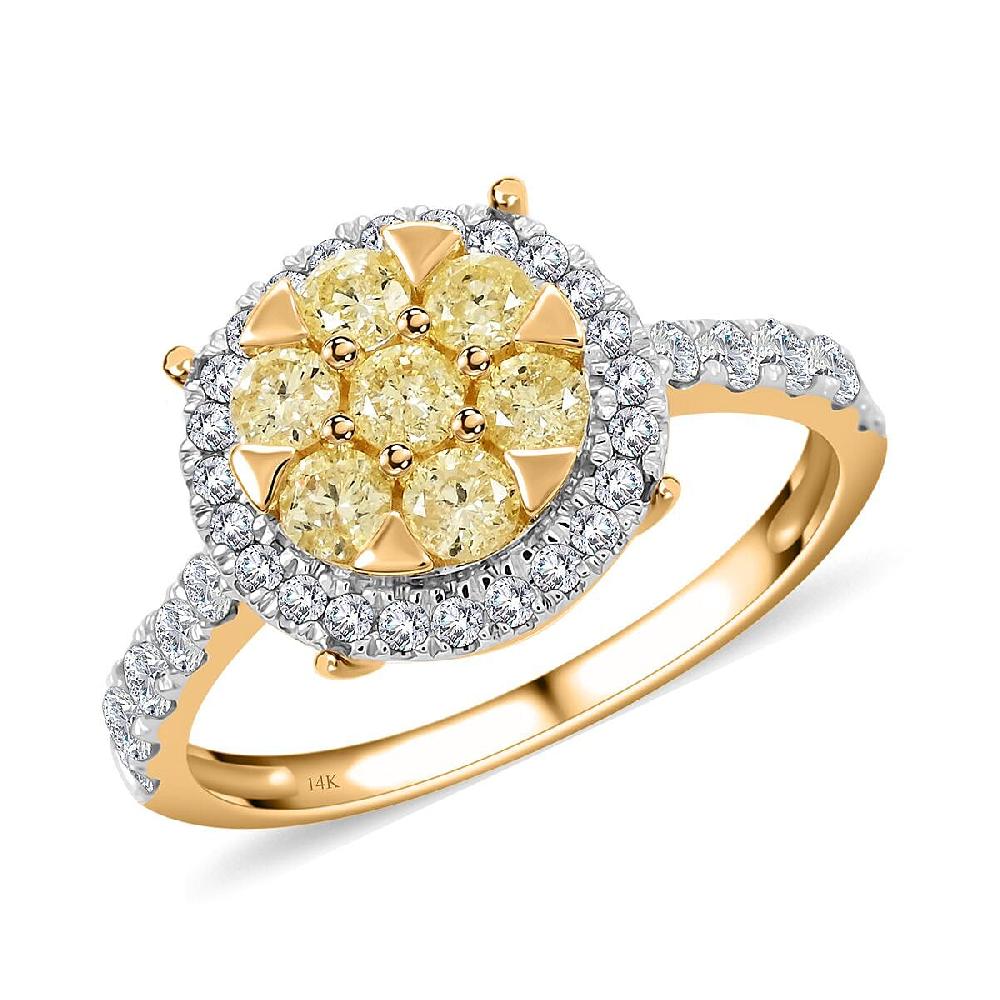 shop lc 14K Yellow Gold Natural Yellow and White Diamond Ring 1.00 ctw