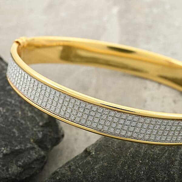 Shop Lc 14K Yellow Gold Over Sterling Silver Horizon Bangle Bracelet (7.00 In) 19.5 Grams