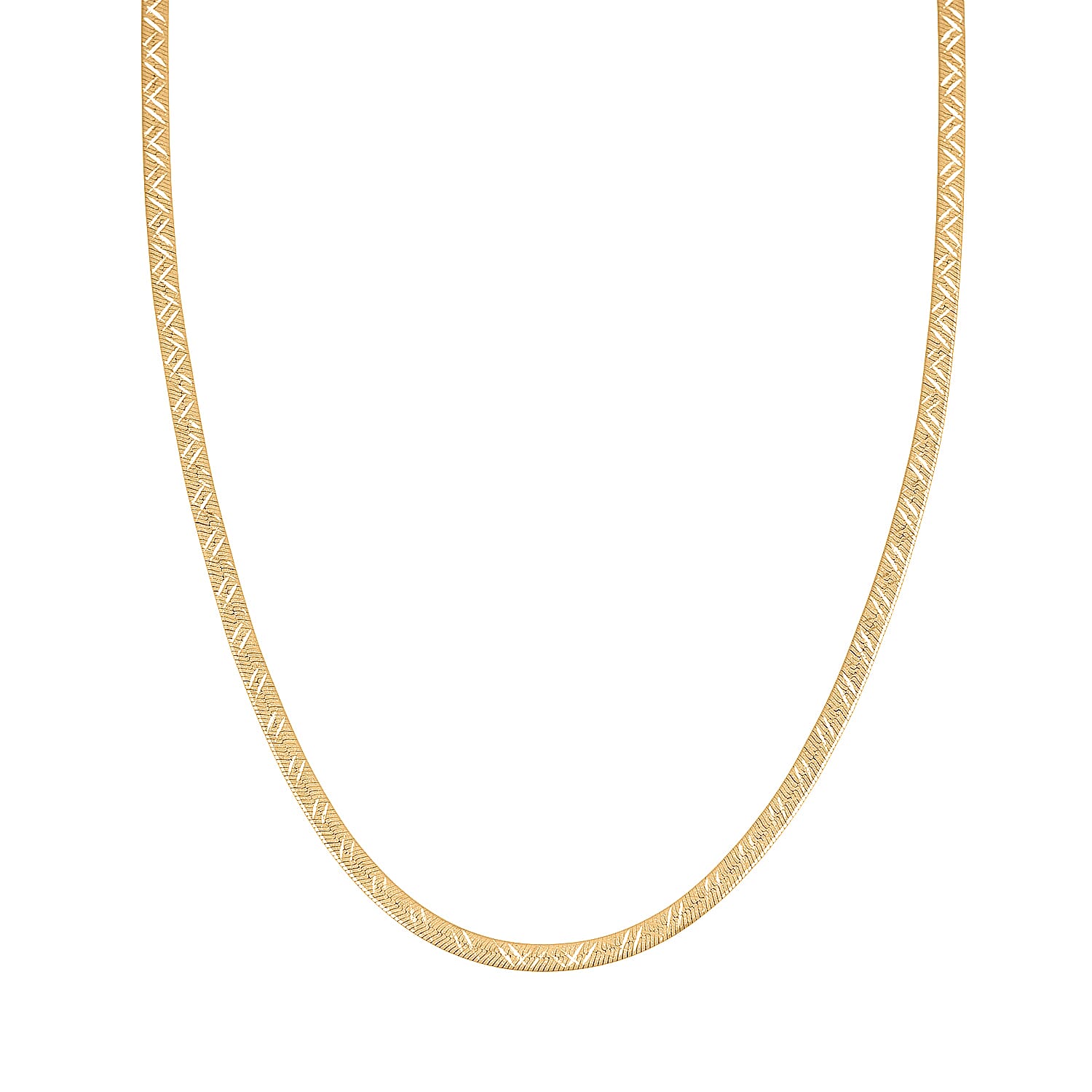 shop lc 14K Yellow Gold Over Sterling Silver Textured Chevron Chain Necklace 18 Inches 3.90 Grams