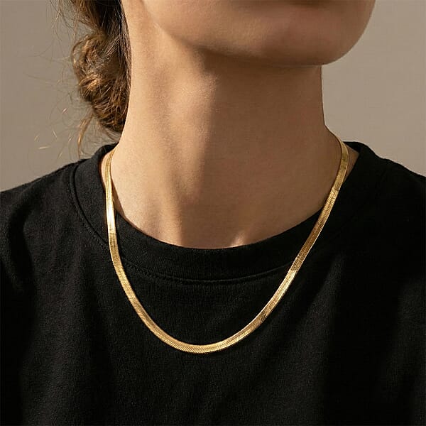 Shop Lc 14K Yellow Gold Over Sterling Silver Textured Snake Chain Necklace 18 Inches 3.50 Grams