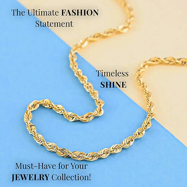 Shop Lc 14K Yellow Gold Rope Chain Necklace (20 Inches) (3.27 Mm 5.10 Grams)