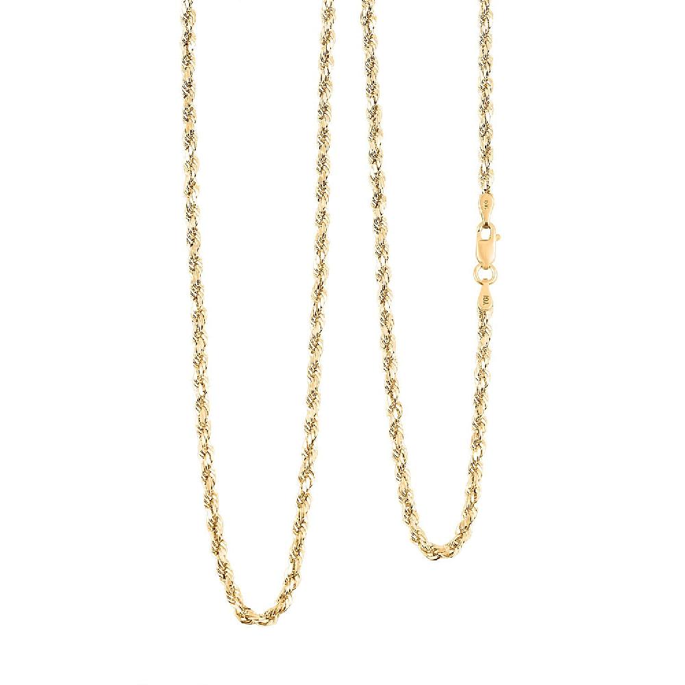 shop lc 14K Yellow Gold Rope Chain Necklace (22 Inches) (3mm 3.8 Grams)
