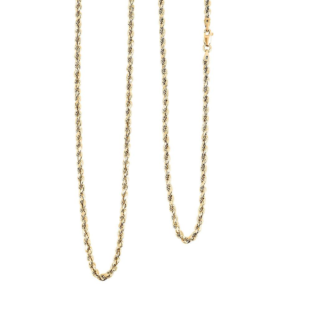 shop lc 14K Yellow Gold Rope Chain Necklace (24 Inches) (2.5mm 4.10 Grams)