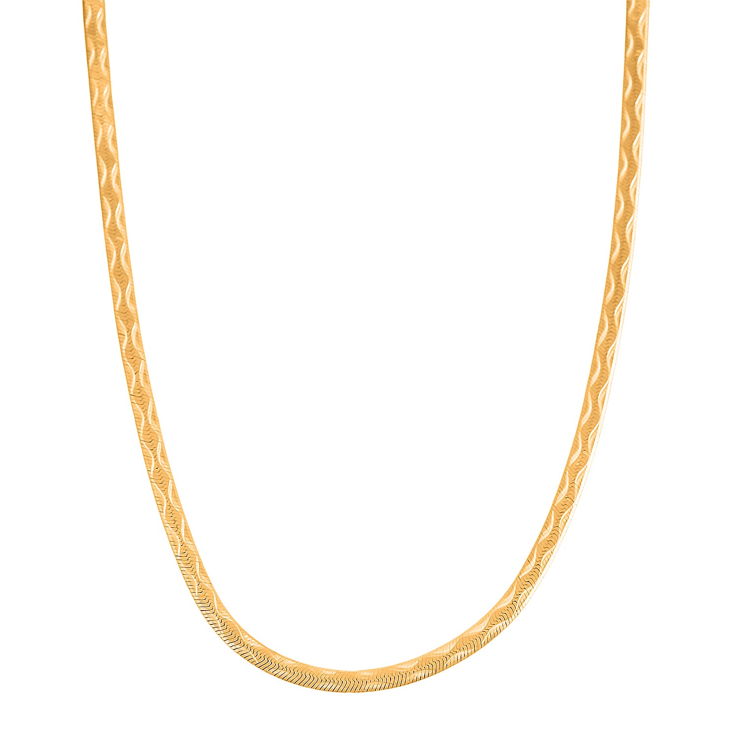 shop lc 14K YG Over Sterling Silver Textured Wavy Chain Necklace (18 Inches) (3.60 g)