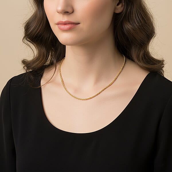 Shop Lc 18K Yellow Gold 1.8mm Rope Necklace 18 Inches 3.97 Grams