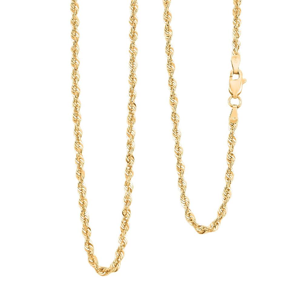 shop lc 2.5mm Laser Rope Chain Necklace in 10K Yellow Gold 4.1 Grams 24 Inches
