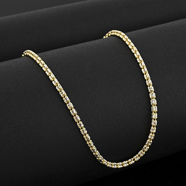 Shop Lc 2.75mm Diamond Cut Ice Chain Necklace In 14K White And Yellow Gold 10.17 Grams 20 Inches