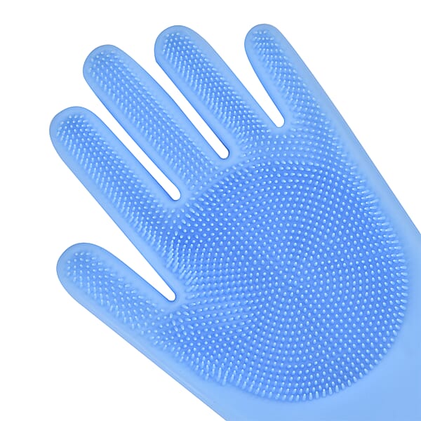Shop Lc 2 Pairs Silicone Gloves With Bristles On The Palms - Blue