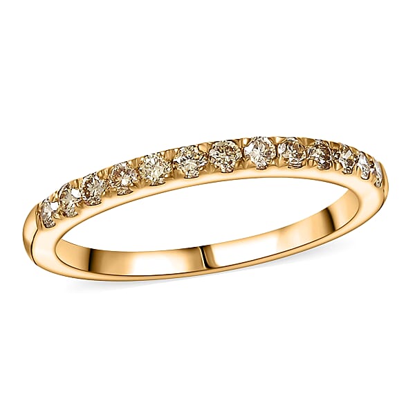 Shop Lc 2 Piece Set Luxuriant Lab Grown Yellow Diamond SI 0.85 Ctw Band Ring And Hoop Earrings In 18K Vermeil Yellow Gold Over Sterling Silver