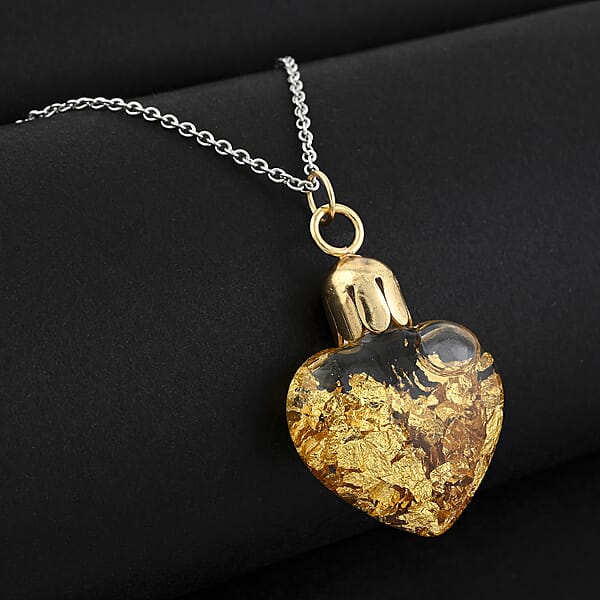 Shop Lc 22K Gold Fortuna Heart Pendant Necklace In ION Plated YG And Stainless Steel 20 Inches