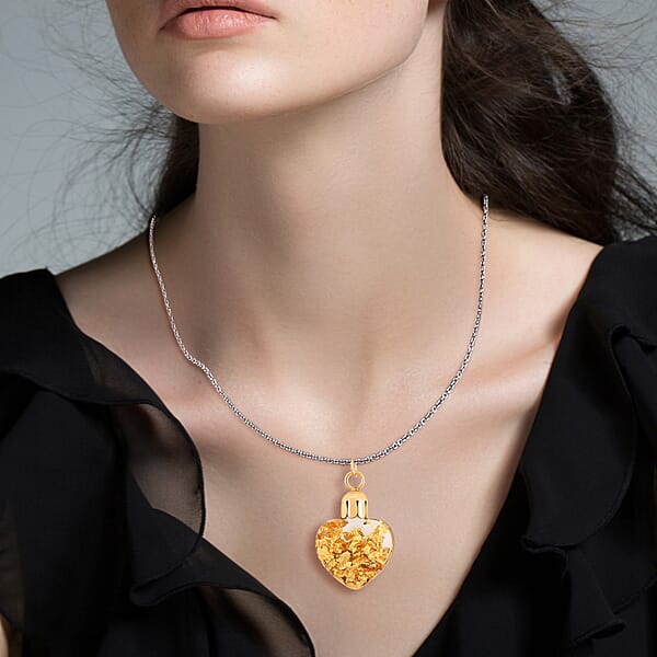 Shop Lc 22K Gold Fortuna Heart Pendant Necklace In ION Plated YG And Stainless Steel 20 Inches