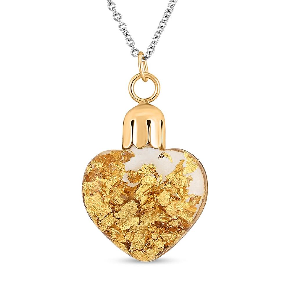 shop lc 22K Gold Fortuna Heart Pendant Necklace in ION Plated YG and Stainless Steel 20 Inches